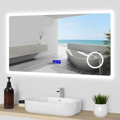 Duschparadies-de - led Badspiegel mit Uhr Bluetooth 3-fache Vergrößerung Beschlagfrei Badezimmer Image