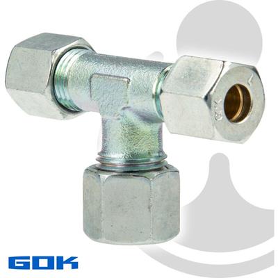 GOK - Schneidringverschraubung Typ tr - T-Stück - reduziert ø 10 x 8 x 10 mm , Stahl verzinkt, Image