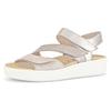 Keilsandalette GABOR, Damen, Gr. 36, beige (beige kombiniert), Ziegenveloursleder, Glattleder, sportlich, Schuhe, Sommerschuh, Riemchensandale mit regulierbaren Klettriemchen