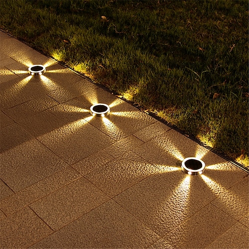 1 pz/4 pz solare ha condotto la luce del disco di alimentazione esterna 6 led impermeabile percorso del giardino luci della piattaforma riflettore sepolto lampada solare led giardino cortile percorso
