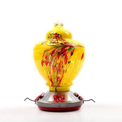 Hummingbird Feeder,Glass Bird Feeder with Color Hand Blown Glass,Leakproof Nectar Capacity Hummingbird Feeders, Garden Bird Feeders with Ant Moat Hook Easy to Clean Filling