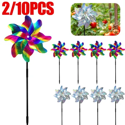 2/10pcs Bird Repeller Reflective Windmill Bird Repellent Anti Birds Windmill Spinner Child Windmill