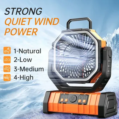 20000mAh 10000mAhUSB Rechargeable Camping Fan Portable Air Circulators Wireless Fans 270 ° Head