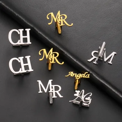 Sipuris Custom Name Cufflinks Stainless Steel Women Men Groom Shirt Initials Cufflink Luxury