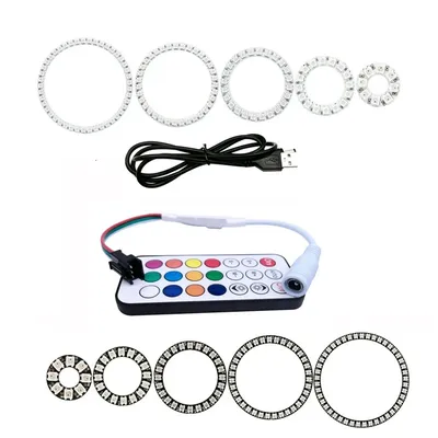 DC5V WS2812b Individually Addressable 5050 RGB Pixel Ring 8/16/24/35/45Leds Black/White PCB With