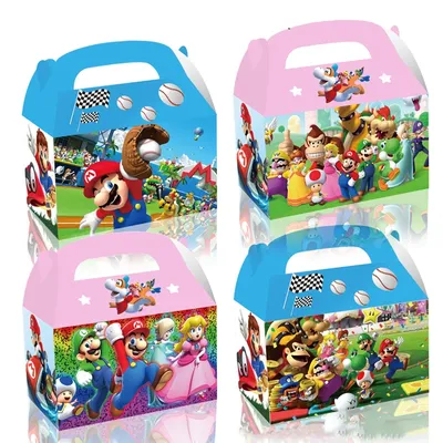 12/24pcs Super Mario Gift Box Birthday Party Supplies Mario Bros Candy Box Cardboard Boxes for Gifts