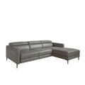 Canapé d'angle en cuir gris relax 5 places
