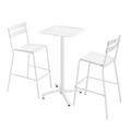 Ensemble table haute de terrasse et 2 chaises en aluminium blanc