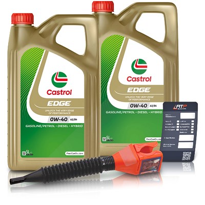 Castrol 10 L EDGE 0W-40 A3/B4 + Ölwechsel-Anhänger + Einfülltrichter [Hersteller-Nr. 15F6B7] Image