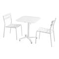 Ensemble table inclinable de terrasse 70 x 70 cm et 2 chaises blanc