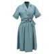 Women's Green Shirt Dress With Asymmetric Belt Panel - Teal | Medium | Smart and Joy