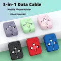 Cavo di ricarica multiplo retrattile 3 in 1 Cavo USB compatibile iPhone Android Tipo C Supporto per telefono Mini caricatore rapido portatile per auto