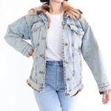 Urban Outfitters Jackets & Coats | Bdg Denim Jacket With Faux Fur Trim And Lining Trucker Jacket Size X-S Tp P | Color: Blue/Brown | Size: Xs