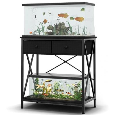 CHERIE HOME 29 Gallon Aquarium Stand, Metal Fish Tank Stand With Drawers