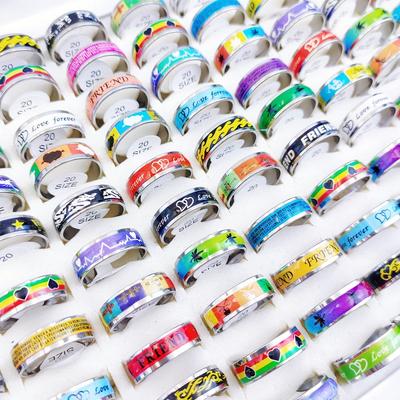TEMU /100pcs Fashion Ring Set Made Of Stainless Steel Minimalist Band With Different Patterns Blind With Styles For Music Festival Image