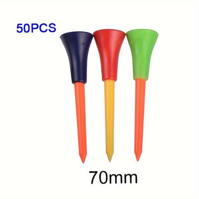 TEMU 50pcs Plastic Golf Tees, Durable Rubber Cushion Top Golf Tee, Golf Accessories, Assorted Varieties