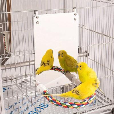 Bird Stand Rope Perch With Mirror Toy For Parrot P...
