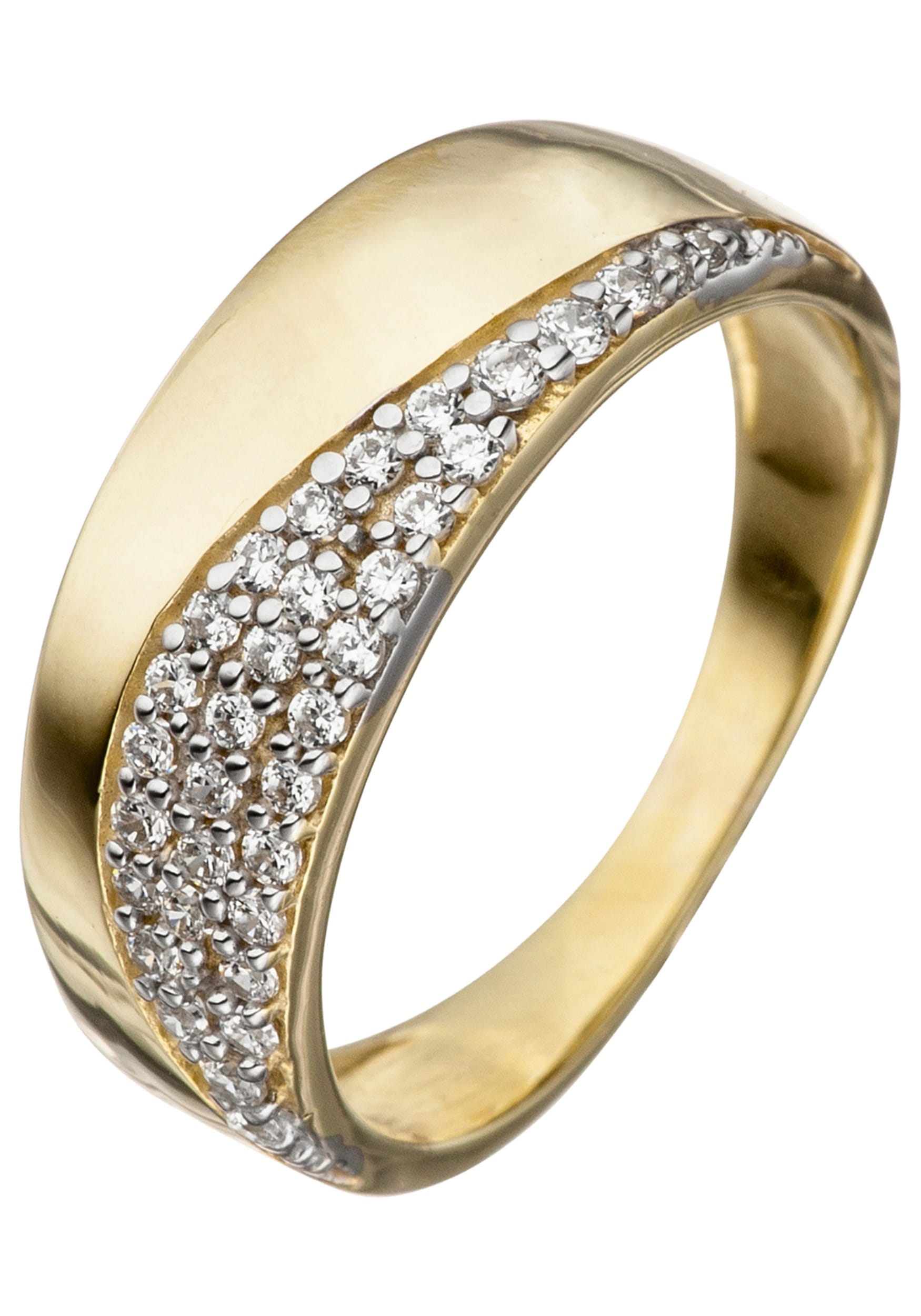 Goldring JOBO Gr. 50, gold (gelbgold 333), Fingerringe, Damen, 50, Gelbgold 333, Goldring, 333 Gold mit 34 Zirkonia Image