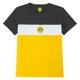 Borussia Dortmund BVB T-Shirt Blockstreifen Kinder - Offizieller Fanartikel, Anthrazitgelbes Shirt mit BVB-Emblem, 100% Baumwolle Gr. 140
