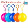 10PCS Portable Spherical Keychain Emergency Raincoat - Disposable Plastic Raincoat Ball, Random Colors, Perfect for Travel, Hiking, Fishing, Camping, and Outdoor Activities