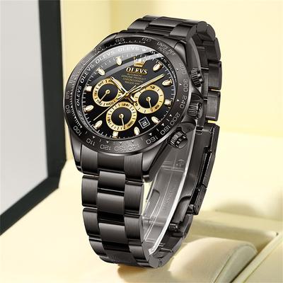 OLEVS Men Mechanical Watch Fashion Business Wristwatch Automatic Self-winding Luminous Calendar Waterproof Steel Watch