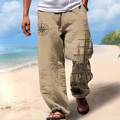 Herren Hawaiianisch Retro Hosen Hose 3D-Druck Hose mit geradem Bein Mittlere Taillenlinie Elastischer Kordelzug in der Taille Outdoor Strasse Festtage Sommer Frühling Herbst entspannte Passform Image