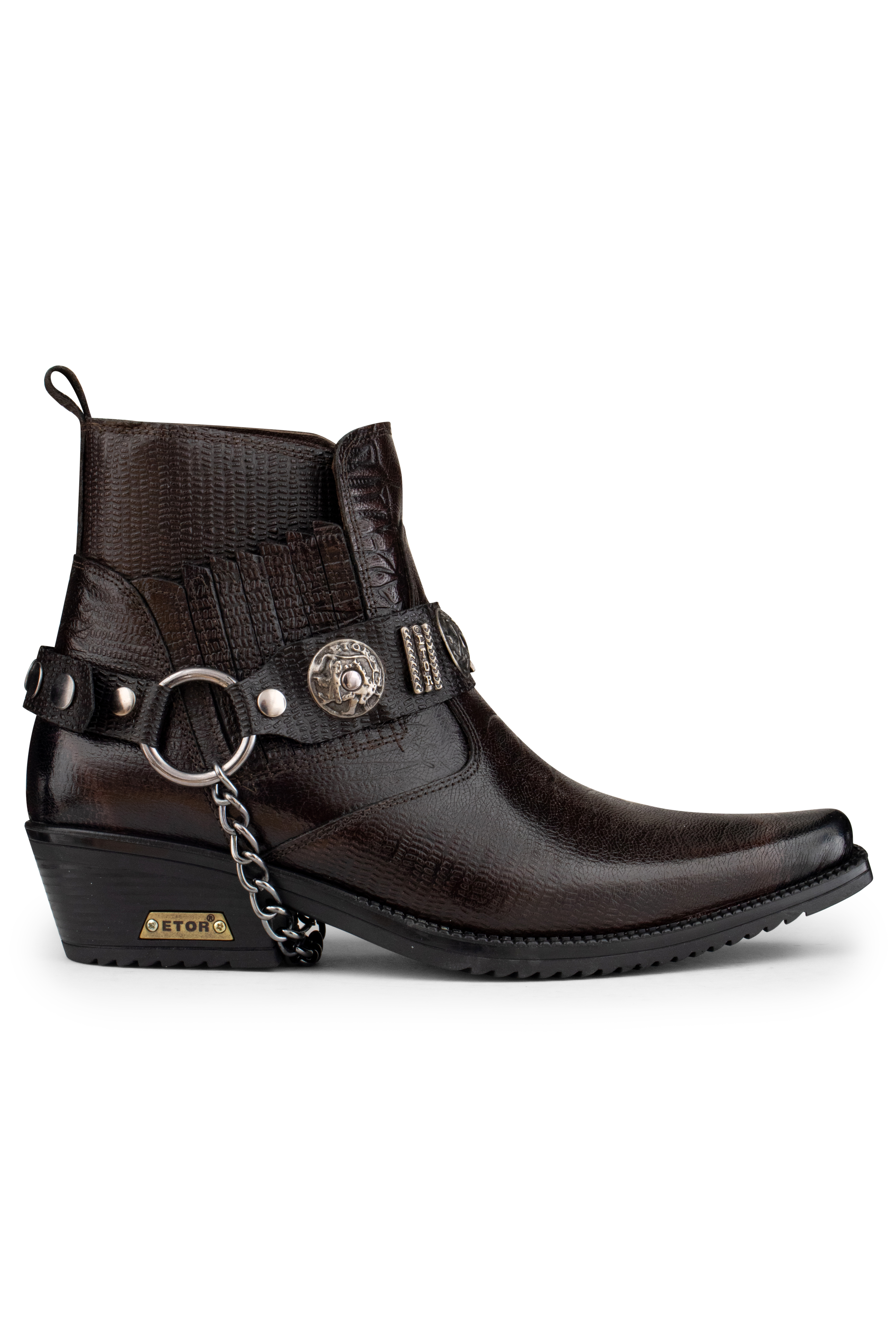 Herren-Winklepicker-Western-Gothic-Stiefel aus braunem Leder