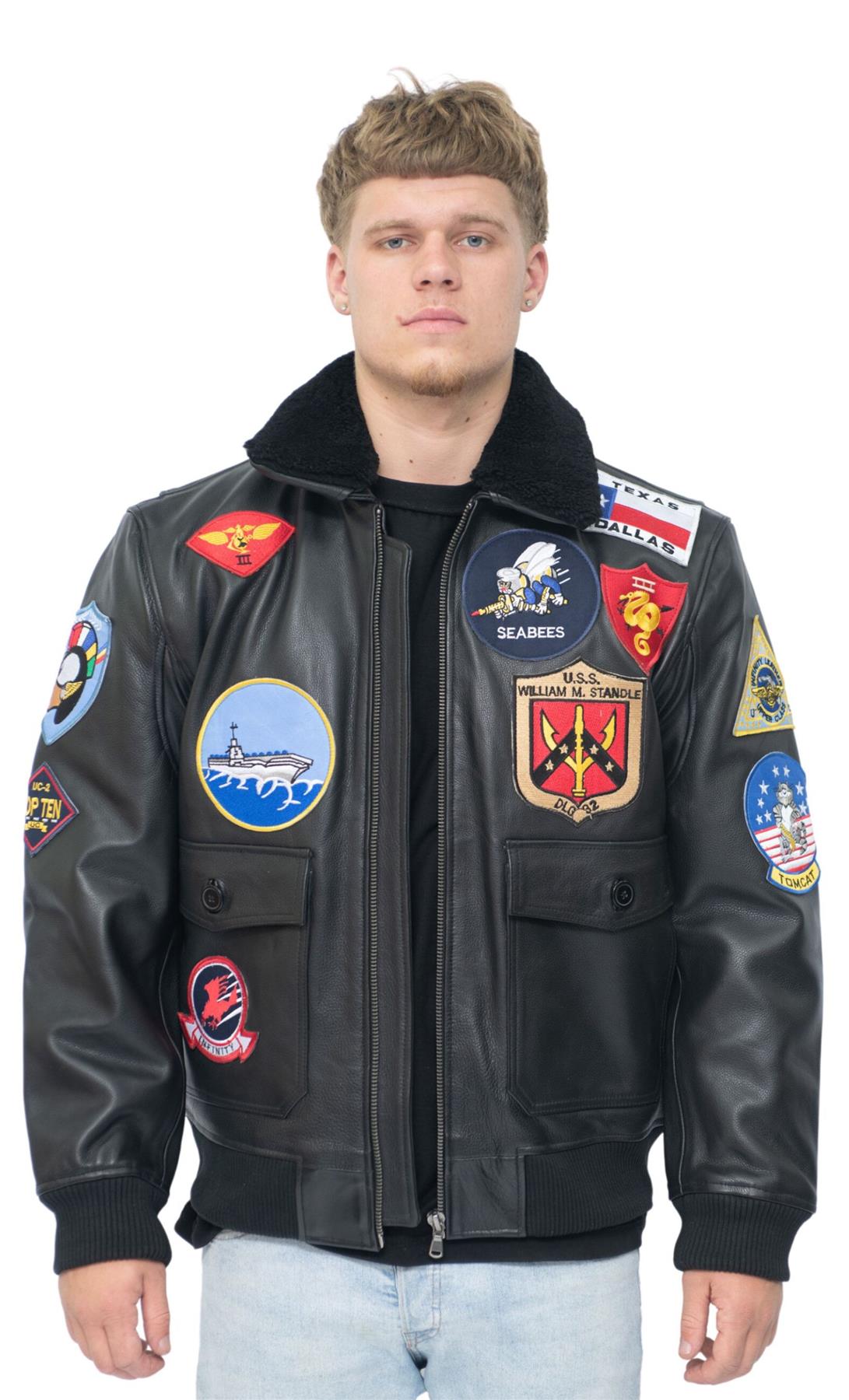 Herren Top Gun A2 Leder Bomberjacke-San Diego Image