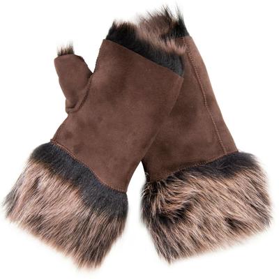 Damen-Fäustlinge aus Lammfell, fingerlose Manschetten, Toscana-Wildleder, Schaffellfell Image