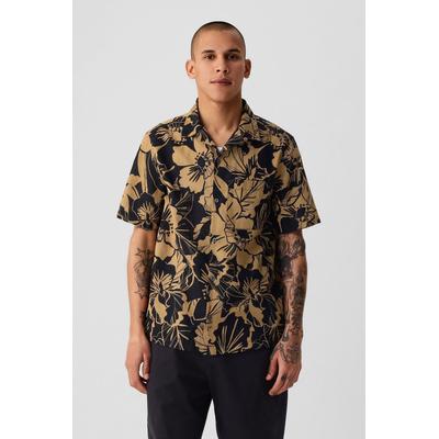 Gap Mens Black Linen-Cotton Short Sleeve Shirt - Black