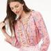 J. Crew Tops | J. Crew Liberty Fabrics Cotton Poplin Ruffle Blouse Pink Wheat Bouquet Women S | Color: Blue/Pink | Size: S