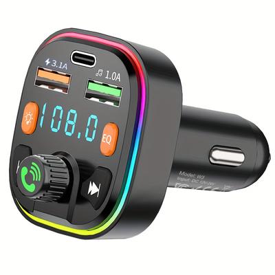 Car Mp3 Player Dual Usb C Type Fast Charger Fm Rec...