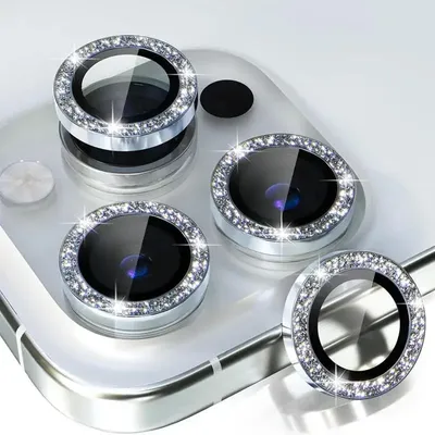 3Pcs Glitter Camera Lens Protection For Iphone 15 14 13 11 Pro Max Plus On Iphone 12 13 11 Pro Max Lens Tempered Glass