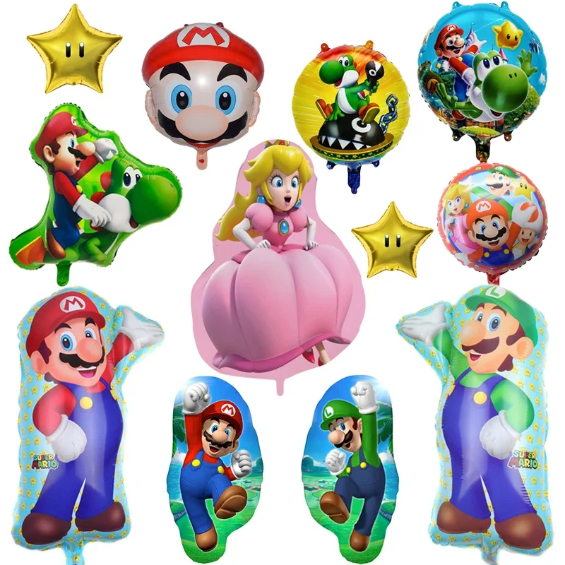 Super Mario Cartoon Folienballon Luigi Pfirsich Prinzessin Charakterballon Kinderparty Dekoration Ballon Geburtstag Spielzeugball Image