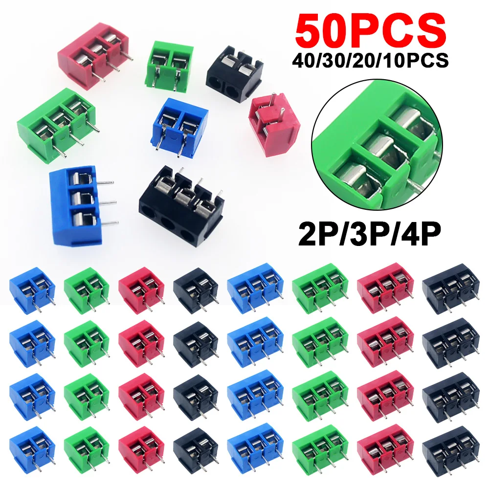 10/50PCS PCB Terminal Block Stecker Pitch 5,0mm KF301 Gerade Pin 2P 3P Schraube PCB terminal Blöcke Stecker Sortiment Kit Image