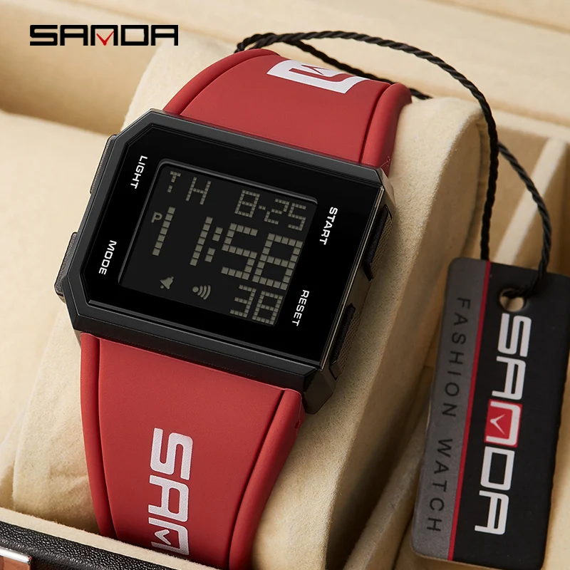 SANDA Top Marke männer LED Digital Uhr Chronograph Sport Elektronische Armband Wasserdicht Männer Armbanduhr Wecker Herren Uhren Image