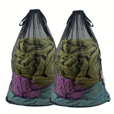 TEMU 1pc Large Capacity Mesh Storage Bag, Sports Ball Storage Bag, With Drawstring & Shoulder Strap, Suitable For Team Sports Volleyball Basketball Football Swimming Equipment, Sports Accessories Image