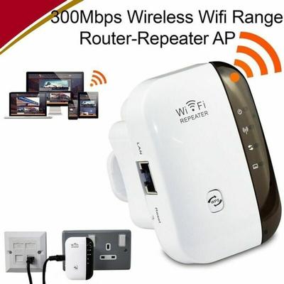 WiFi Repeater 300 Mbit/s, 2,4 GHz, Netzwerk-Extender mit großer Reichweite, Ethernet-Anschluss,