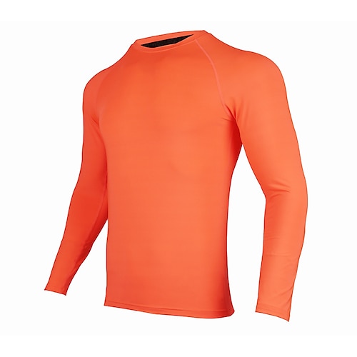 Herren Einfarbig Kompressionsshirt Laufshirt Frühling Herbst Winter Langarm Sportlich Athleisure Spandex Schnelltrocknend Schweißableitend Power Flex Atmungsaktiv Laufen Joggen Training Bodybuilding Image