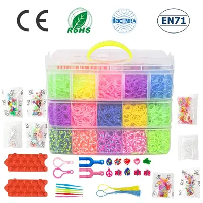 15000 Rainbow Luminous Rubber Bands Set for Children's Puzzle DIY Hand Woven Rubber Band Luminous