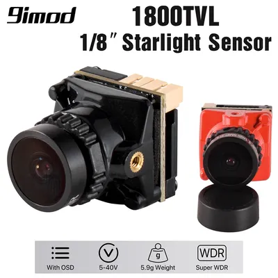 9IMOD FPV Camera 1800TVL 5MP 2.1mm 1/8 inch Starlight Sensor 5V-40V NTSC/PAL with OSD Internal for