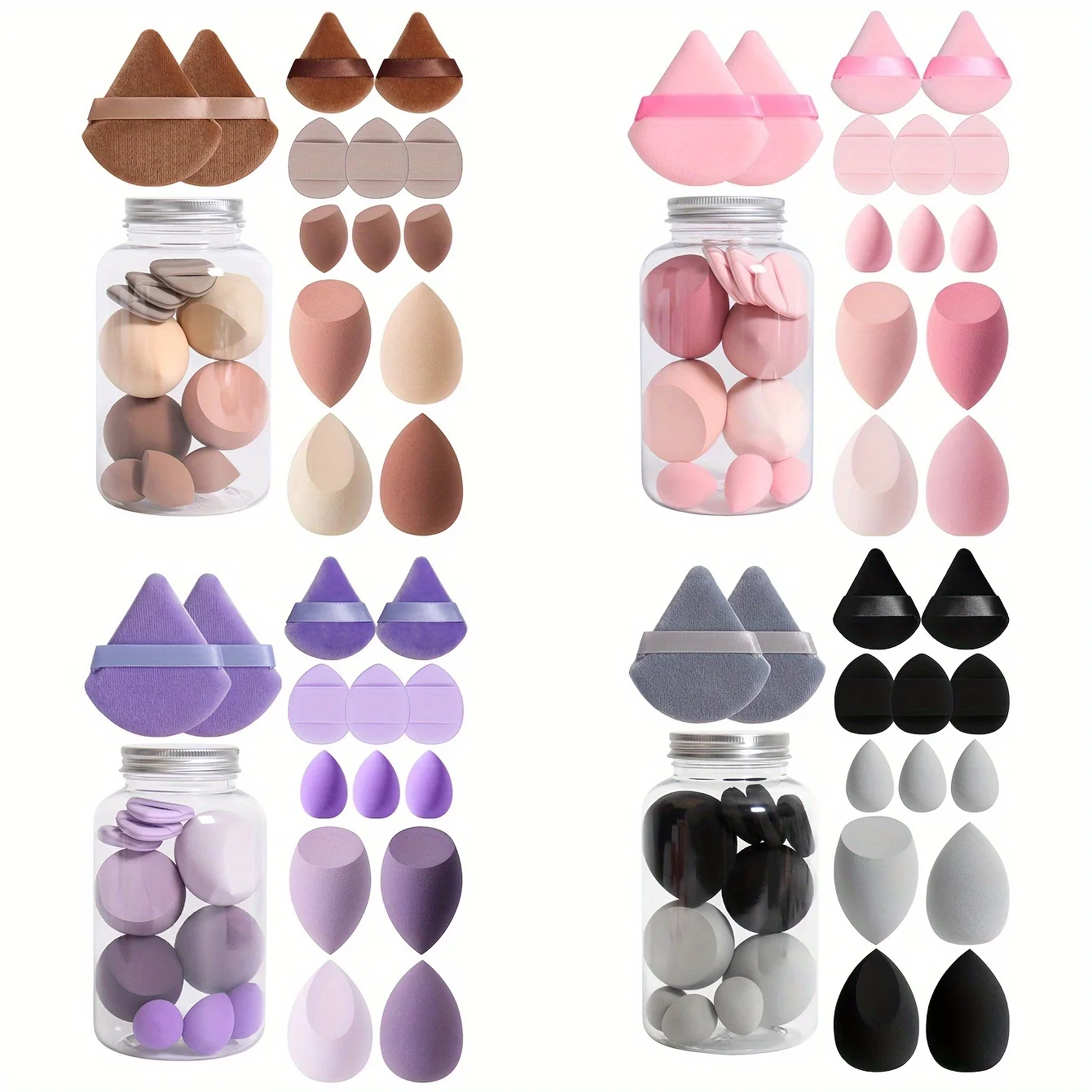 14 stücke Make-up-Schwamm-Set mit latex freiem Vorrats glas, Make-up-Schwamm-Finger-Puff, kosmetische Puffs mit doppeltem Verwendung zweck und trockener Grundierung Image