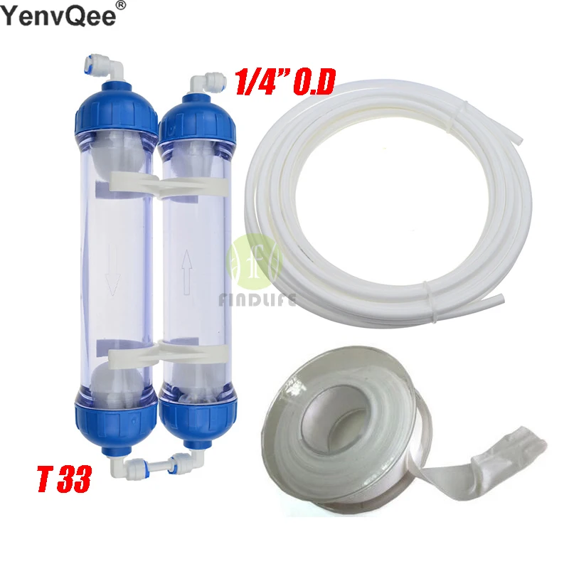 WASSERFILTER 2PCS T33 Patronengehäuse DIY T33 Shell Filterflasche 4 Stück Armaturen Wasserreiniger für Umkehrosmoseanlage Image