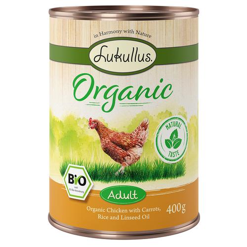 Lukullus Organic Adult poulet, carottes (sans gluten) pour chien - 6 x 400 g