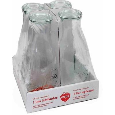 Saftflasche 4er-Tray 1 l mit Ringen und Klammern