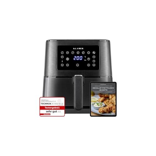 KLAMER Heißluftfritteuse XL 5,5l, Multifunktionale Heissluftfritteuse, ölfreie Fritteuse, 1700W Airfryer