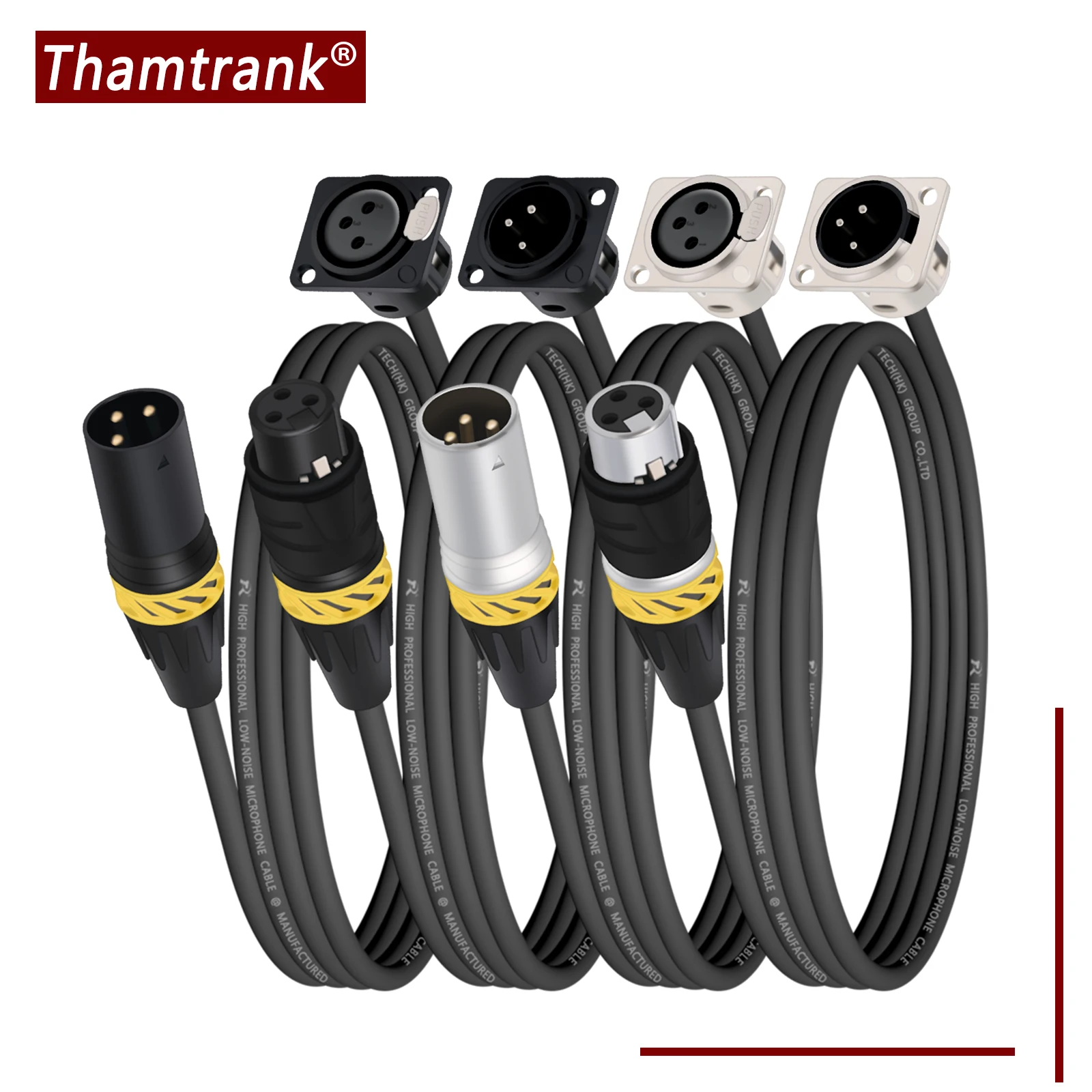 XLR Feste Panel Mount Kabel Adapter Audio Buchse 3Pin XLR Männlich/Weiblich Wasserdicht Stecker Extender Konverter Kompatibel mit MIC Image