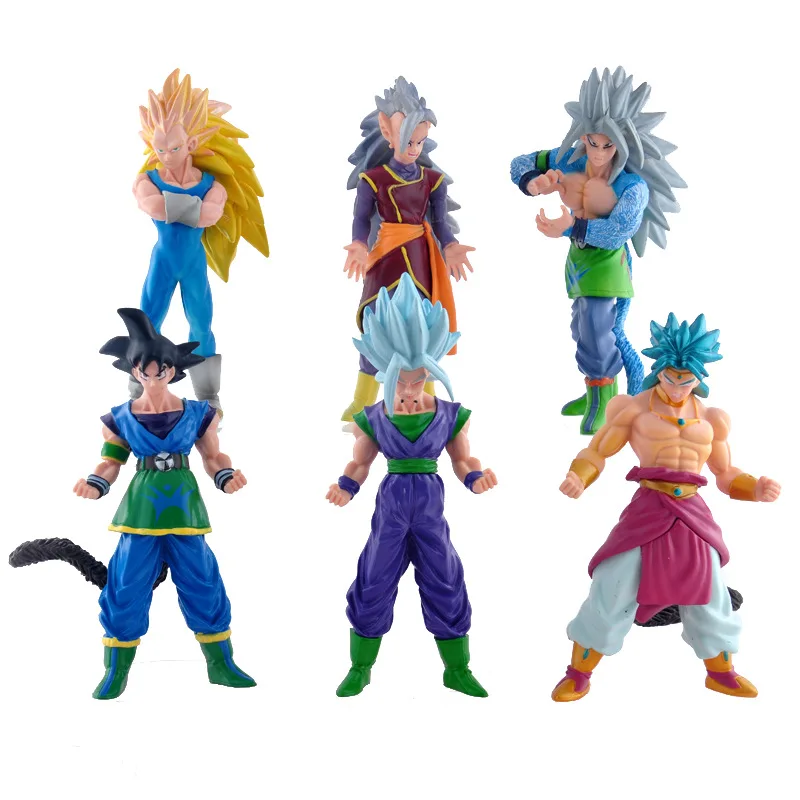 Anime Dragon Ball Z Super Saiyan Son Goku Vegeta Broli Broly Trunks Action PVC Figure Da Collezione Modello Per Bambini Giocattoli Bambola 6 pz/set
