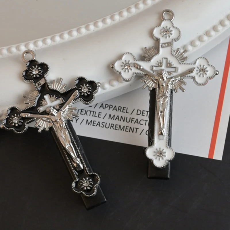 2024 neue Punk Kreuz Schädel Jesus machen alte Metall Haar griff Haar Kralle Zubehör für Frauen Mädchen Haars pange Halloween Party Geschenke Image