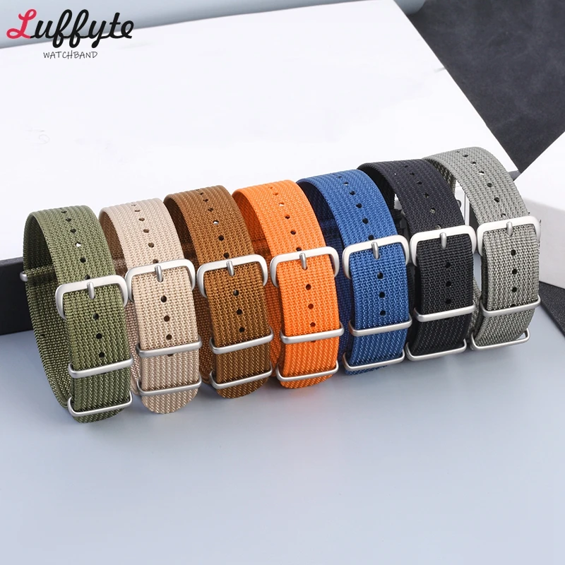 Nylon-Uhrenarmband, 18 mm, 20 mm, 22 mm, bequeme Uhrenarmbänder, Militär-Uhrenarmband für Herren und Damen Image